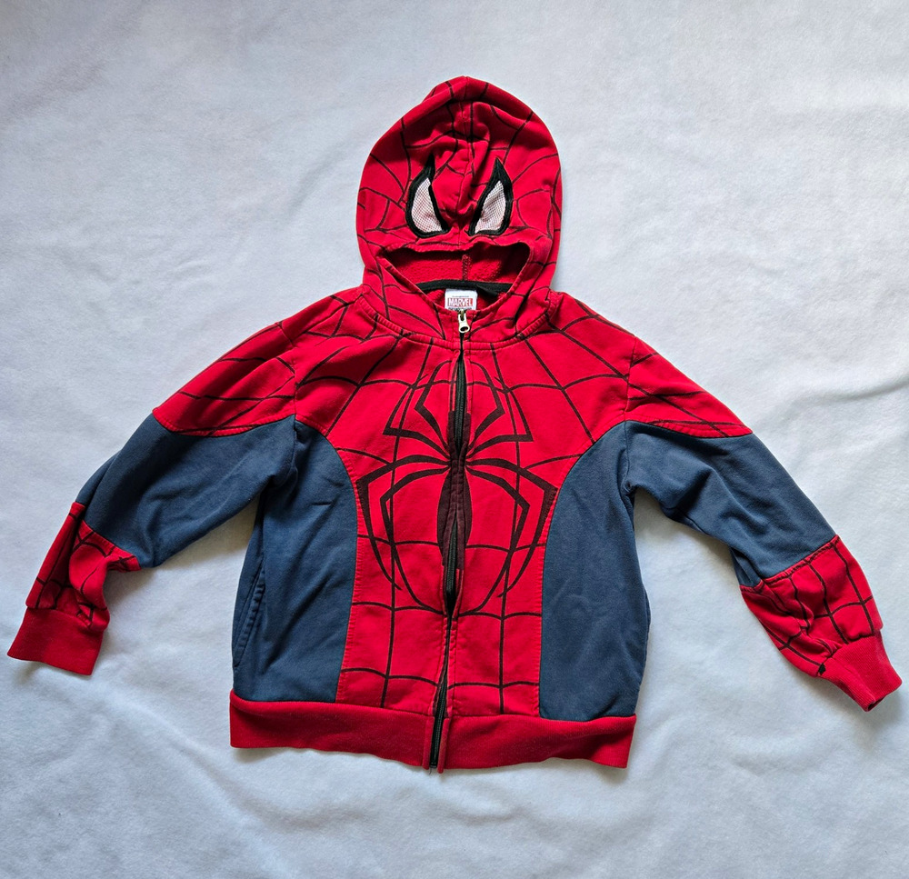 Marvel Spider-Man Boys Full Zip Fleece Hoodie w/ Pockets Red/Blue S/M